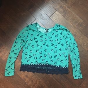 Anchor printed lace sweater
